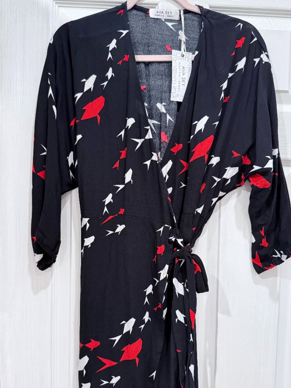 NWT Ava Sky dress Nadia black origami fish sz S NEW